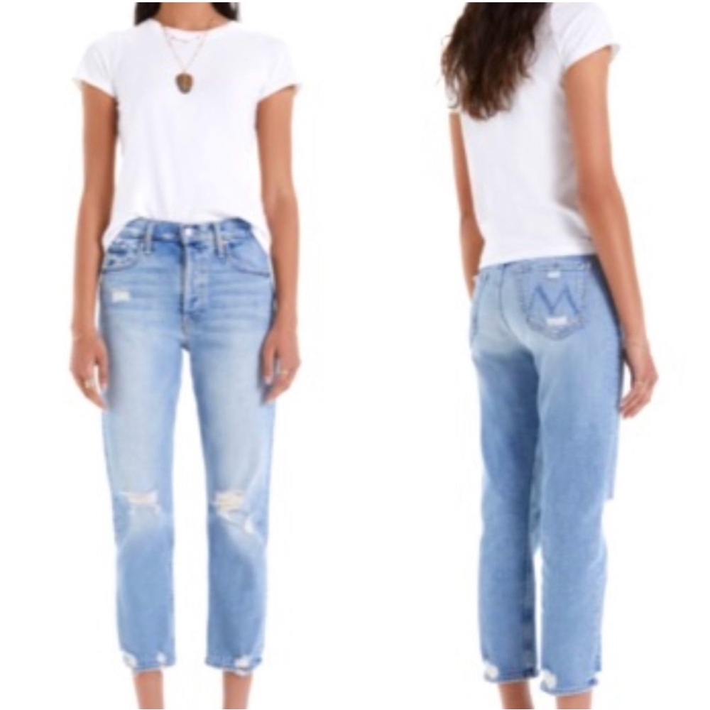 MOTHER Jeans Mother Superior Blue The Tomcat Confession Distressed Denim 28 x 26